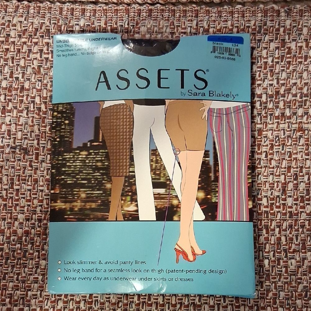 ASSETS 4 Black Mid Thigh Shaper Underwear By Sara Blakely. New